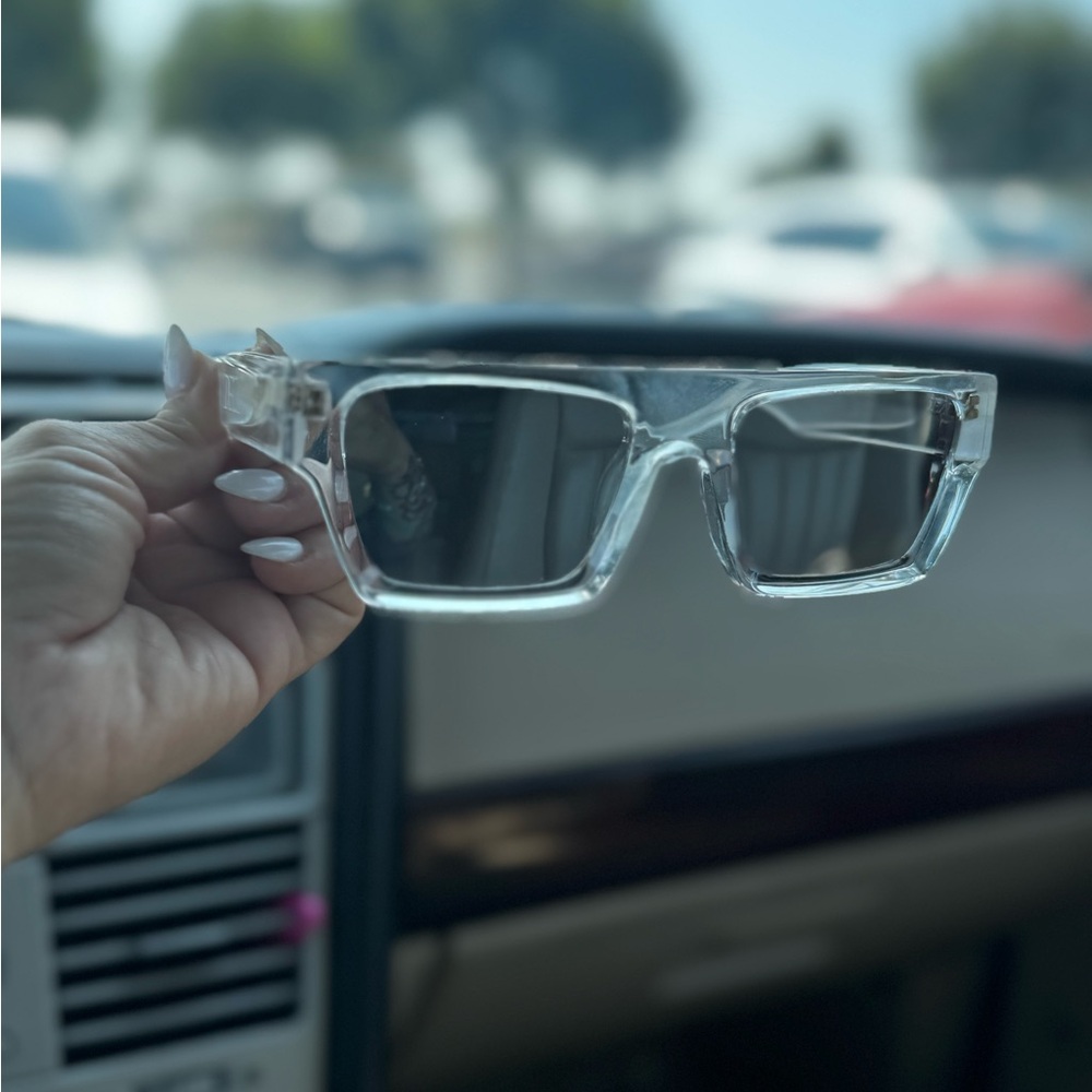 Dezi Transparent Rectangular Sunglasses - image 4
